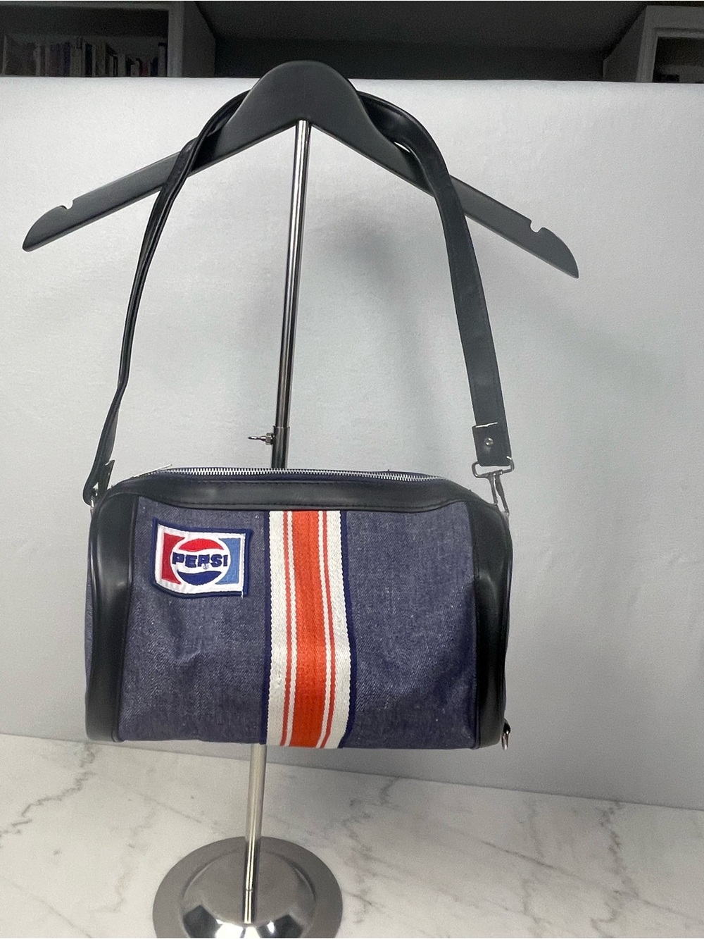 Vintage Style Canvas convertible Barrel Bag Pepsi logo